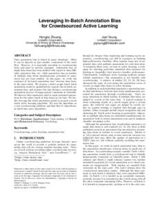 Leveraging In-Batch Annotation Bias for Crowdsourced Active Learning Honglei Zhuang Joel Young