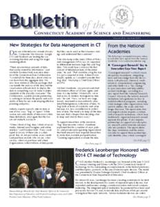 Bulletin of the  Connecticut Academy of Science and Engineering Volume 29,2 / Summer[removed]New Strategies for Data Management in CT