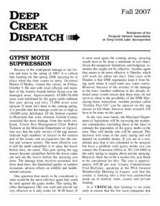 DEEP CREEK DISPATCH ➠ GYPSY MOTH SUPPRESSION