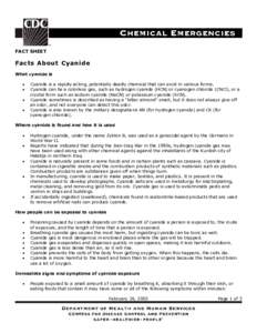 Cyanide poisoning / Cyanide / Sodium cyanide / Cyanogen chloride / Hydrogen cyanide / Potassium cyanide / Cyanogen / Acetonitrile / Poison / Chemistry / Cyanides / Blood agents