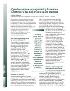 ender-responsive programming for women offenders: Guiding principles and practices G  by Barbara Bloom1