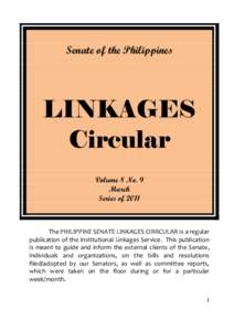 Senate of the Philippines  LINKAGES Circular Volume 8 No. 9 March
