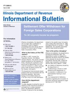 FY[removed]Settlement Offer Withdrawn for Foreign Sales Corporations