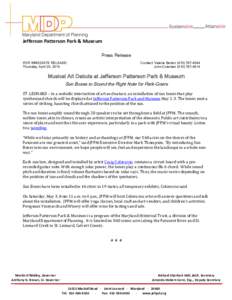 Jefferson Patterson Park & Museum Press Release FOR IMMEDIATE RELEASE: Thursday, April 24, 2014  Contact: Valerie Berton[removed]