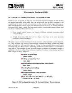 MT-092: Electrostatic Discharge (ESD)