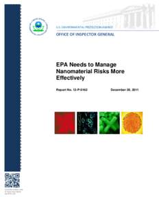 EPA Needs to Manage Nanomaterial Risks More Effectively