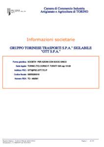 Camera di Commercio Industria Artigianato e Agricoltura di TORINO Informazioni societarie GRUPPO TORINESE TRASPORTI S.P.A.