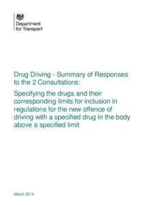 Do not remove this if sending to Page Title  Drug Driving - Summary of Responses to the 2 Consultations: Specifying the drugs and their corresponding limits for inclusion in
