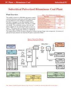 PC Plant — Bituminous Coal  Subcritical PC Subcritical Pulverized Bituminous Coal Plant Plant Overview