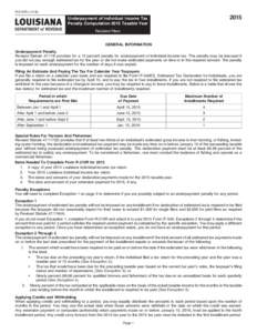 Underpayment of Individual Income Tax Penalty Computation 2014 Taxable Year