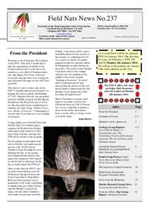 Monday  Field Nats News No.237 Newsletter of the Field Naturalists Club of Victoria Inc.  Understanding Our Natural World