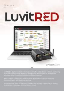 OPTION.com LuvitRED is Option’s latest enhancement to the CloudGate solution, delivering a visually configurable agent for design and deployment of smart M2M solutions using CloudGate wireless gateway devices. With Luv