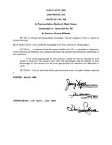 PUBLIC ACTS, 1999 CHAPTER NO. 360 HOUSE BILL NO. 498 By Representatives Davidson, Head, Cooper Substituted for: Senate Bill No. 397 By Senators Graves, Williams