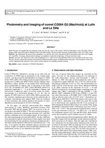 Astronomy & Astrophysics manuscript no. aa7286-07 May 4, 2007 c ESO 2007 