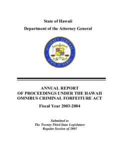 Microsoft Word - Annual Report of Proceedings Under the Hawaii Omnibus Crim…