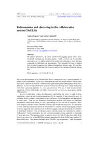 Folksonomies and clustering in the collaborative system CiteULike