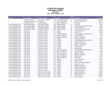 STATE OF ALASKA CHECKBOOK ONLINE COA 2013 July 1, [removed]August 31, 2013  Department