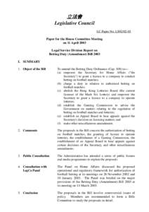 立法會 Legislative Council LC Paper No. LS92[removed]Paper for the House Committee Meeting on 11 April 2003 Legal Service Division Report on