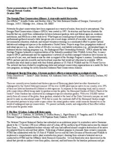 Poster presentations at the 2009 Janet Meakin Poor Research Symposium Chicago Botanic Garden October 2009 The Georgia Plant Conservation Alliance: A state-wide model that works. Jim Affolter*┼, Jennifer Ceska, and Heat