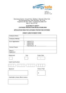 Electrolysis Section, Ground Floor, Building 3, Brandon Office Park 540 Springvale Road, Glen Waverley, VIC, 3150 Telephone[removed] - Facsimile[removed]ABN[removed]ELECTRICITY SAFETY (CATHODIC PROTEC