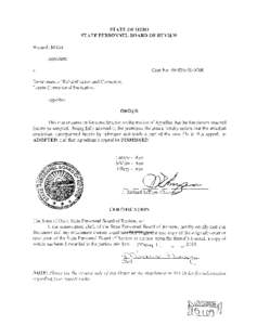 STATE OF OHIO STATE PERSONNEL BOARD OF REVIEW Wendel1 Mil1er, Appellant,  Case No. 09-IDS-OI-0008