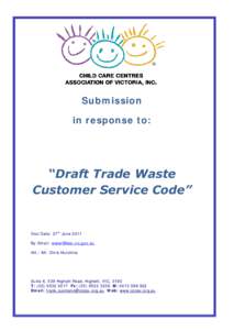 Submission in response to: “Draft Trade Waste Customer Service Code”