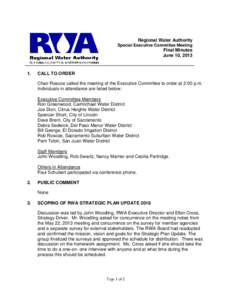 Regional Water Authority Special Executive Committee Meeting Final Minutes June 10, 2013