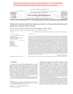 This file was created by scanning the printed publication. Text errors identified by the software have been corrected: however some errors may remain. Forest Ecology and Management[removed]2372 Contents lists ava