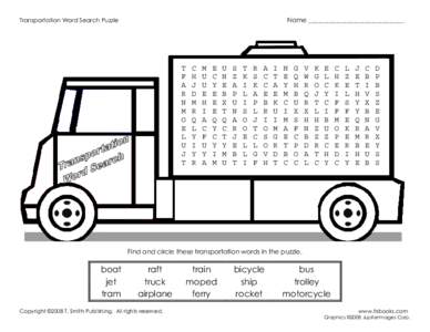 Transportation Word Search Puzzle