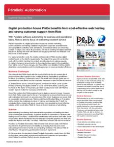 Parallels Automation ® Customer Success Story  Digital production house PlaDe benefits from cost-effective web hosting