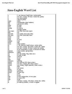 Ainu-English Word List  file:///Chuck/CoastalFog.net%20%C4/languages/ainuenglish2.html Ainu-English Word List a