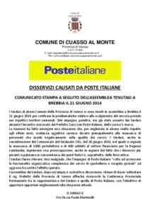 COMUNE DI CUASSO AL MONTE Provincia di Varese C.A.P[removed]E mail: [removed] Pec: [removed]
