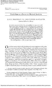 Parallelism as a Factor in Metrical Analysis David Temperley; Christopher Bartlette Music Perception; Winter 2002; 20, 2; Research Library pgReproduced with permission of the copyright owner. Further reproduction 