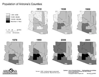 Courtesy: Arizona Geographic Alliance http://geoalliance.asu.edu/azga School of Geographical Sciences and Urban Planning Arizona State University Cartographer Barbara Trapido-Lurie AZcounty_pop.PDF07