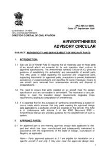AAC NO 3 of 2006 Date: 8 th September 2006 GOVERNMENT OF INDIA CIVIL AVIATION DEPARTMENT  DIRECTOR GENERAL OF CIVIL AVIATION