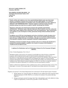 ROXANE LABORATORIES, INC. Columbus, OH[removed]DOLOPHINE® HYDROCHLORIDE CII (Methadone Hydrochloride Tablets, USP) 5 mg, 10 mg Rx Only