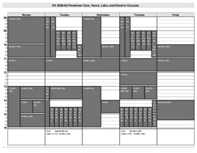 FA[removed]Freshman Core, Hums, Labs, and Elective Courses Monday 08 15