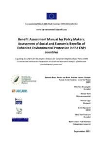 Benefit Assessment Manual for Policy Makers