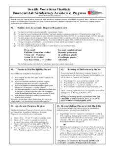 Seattle Vocational Institute Financial Aid Satisfactory Academic Progress This document revised[removed]Students receiving financial aid are required to make satisfactory academic progress in an eligible program of st