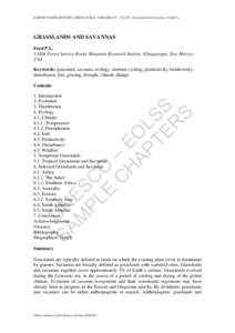 EARTH SYSTEM: HISTORY AND NATURAL VARIABILITY - Vol. III - Grasslands and Savannas - Ford P.L.  GRASSLANDS AND SAVANNAS Ford P.L. USDA Forest Service Rocky Mountain Research Station, Albuquerque, New Mexico, USA