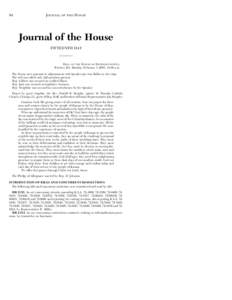 94  JOURNAL OF THE HOUSE Journal of the House FIFTEENTH DAY