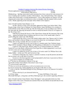 Southern Campaign American Revolution Pension Statements Pension application of James McWhirter S7199 fn15SC Transcribed by Will Graves[removed]Methodology: Spelling, punctuation and/or grammar have been corrected in so