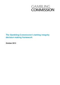 The Gambling Commission’s betting integrity decision making framework October 2013 Contents 1