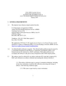 USDA APHIS Veterinary Services National Import and Export Services PROTOCOL FOR THE IMPORTATION OF GOAT AND SHEEP EMBRYOS FROM NEW ZEALAND  January 2014