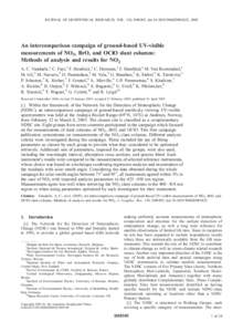 JOURNAL OF GEOPHYSICAL RESEARCH, VOL. 110, D08305, doi:[removed]2004JD005423, 2005  An intercomparison campaign of ground-based UV-visible measurements of NO2, BrO, and OClO slant columns: Methods of analysis and results 