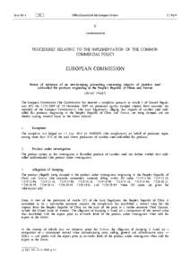 Notice of initiation of an anti-dumping proceeding concerning imports of stainless steel cold-rolled flat products originating in the People’s Republic of China and Taiwan