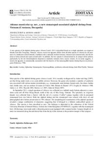 Athanas manticolus sp. nov., a new stomatopod-associated alpheid shrimp from Vietnam (Crustacea, Decapoda)