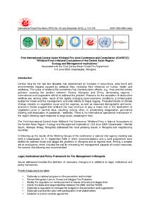 International Forest Fire News (IFFN) No. 40 (July-December 2010), pISSNweb) First International Central Asian Wildland Fire Joint Conference and Consultation (ICAWFCC) “Wildland Fires in Natura