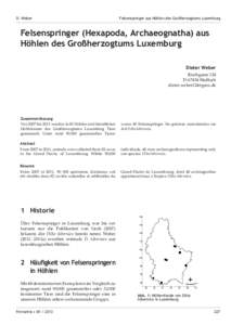 D. Weber	  Felsenspringer aus Höhlen des Großherzogtums Luxemburg Felsenspringer (Hexapoda, Archaeognatha) aus Höhlen des Großherzogtums Luxemburg