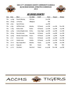 USD #377-ATCHISON COUNTY COMMUNITY SCHOOLS JR/SR HIGH SCHOOL ATHLETICS SCHEDULES 2014 HS CROSS COUNTRY Day